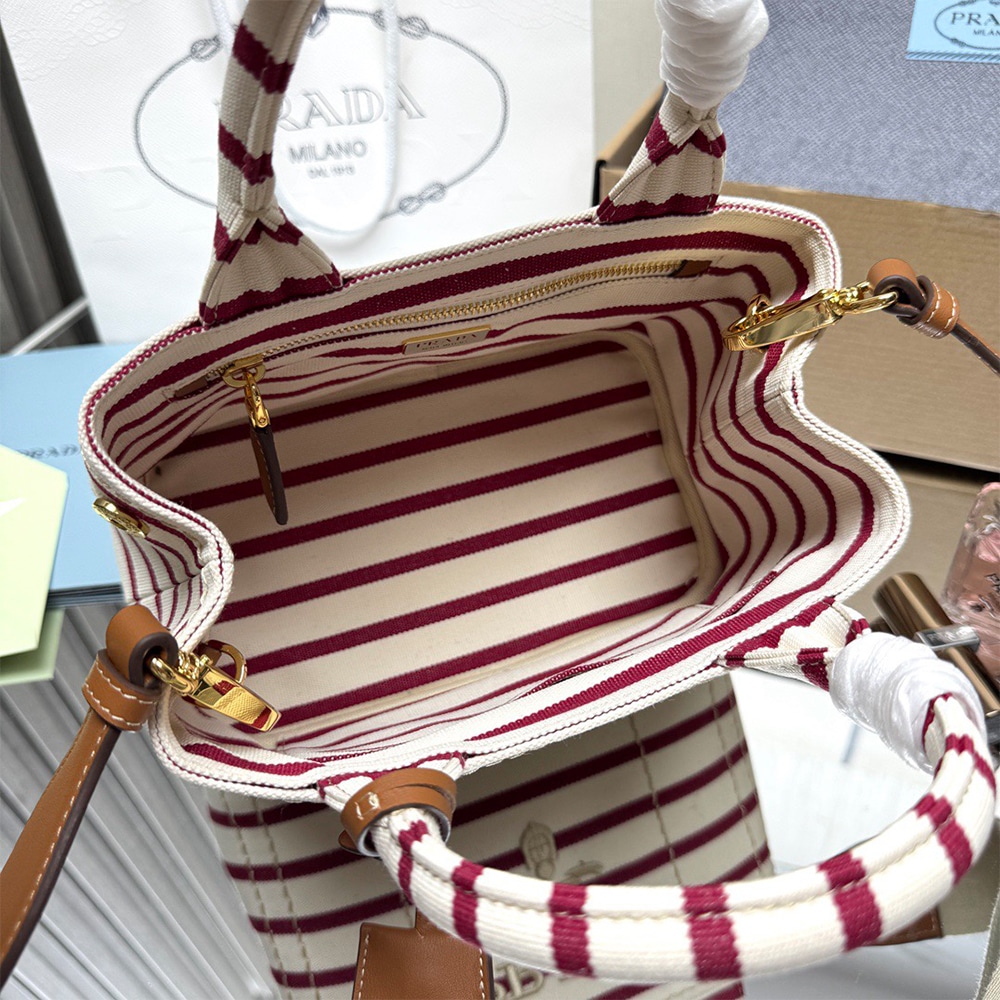 Pra*a Jardiniere mini cotton canvas handbag(HIGH-END GRADE)