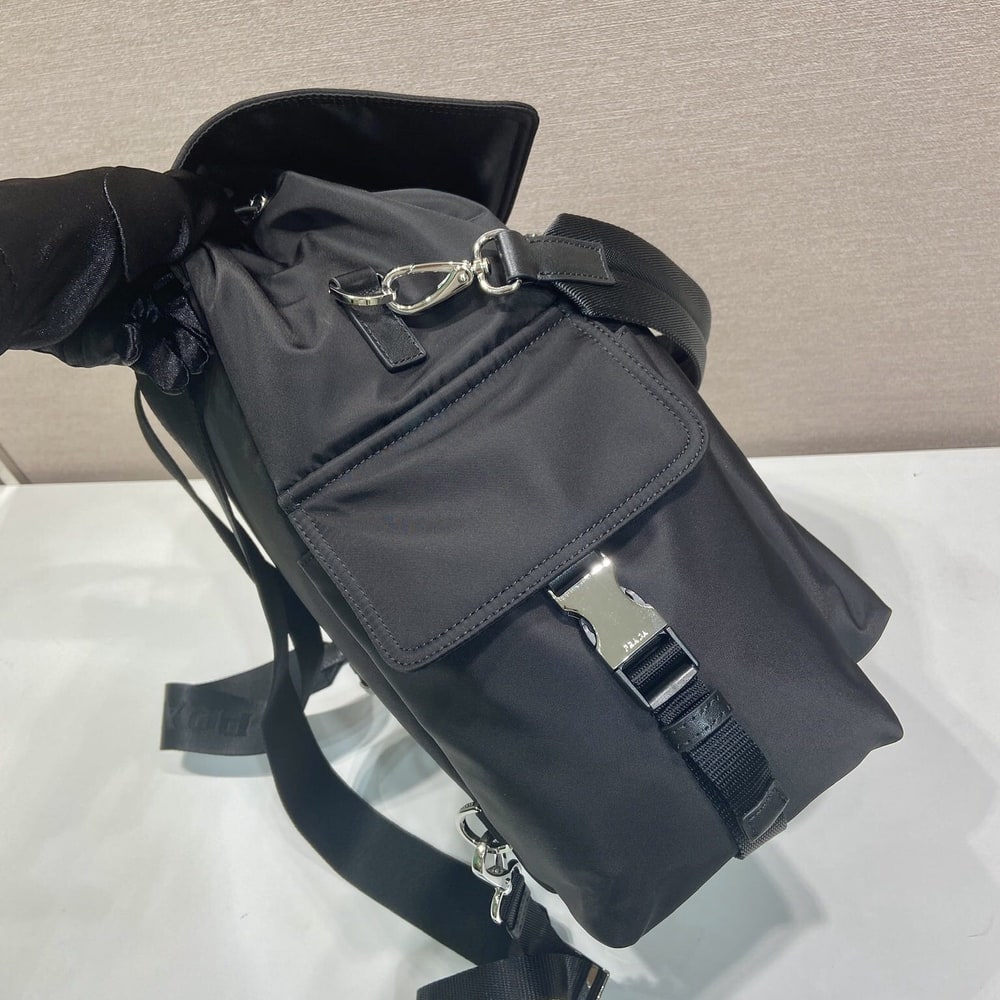 Pra*a Explore Re-Nylon and leather backpack(HIGH-END GRADE)