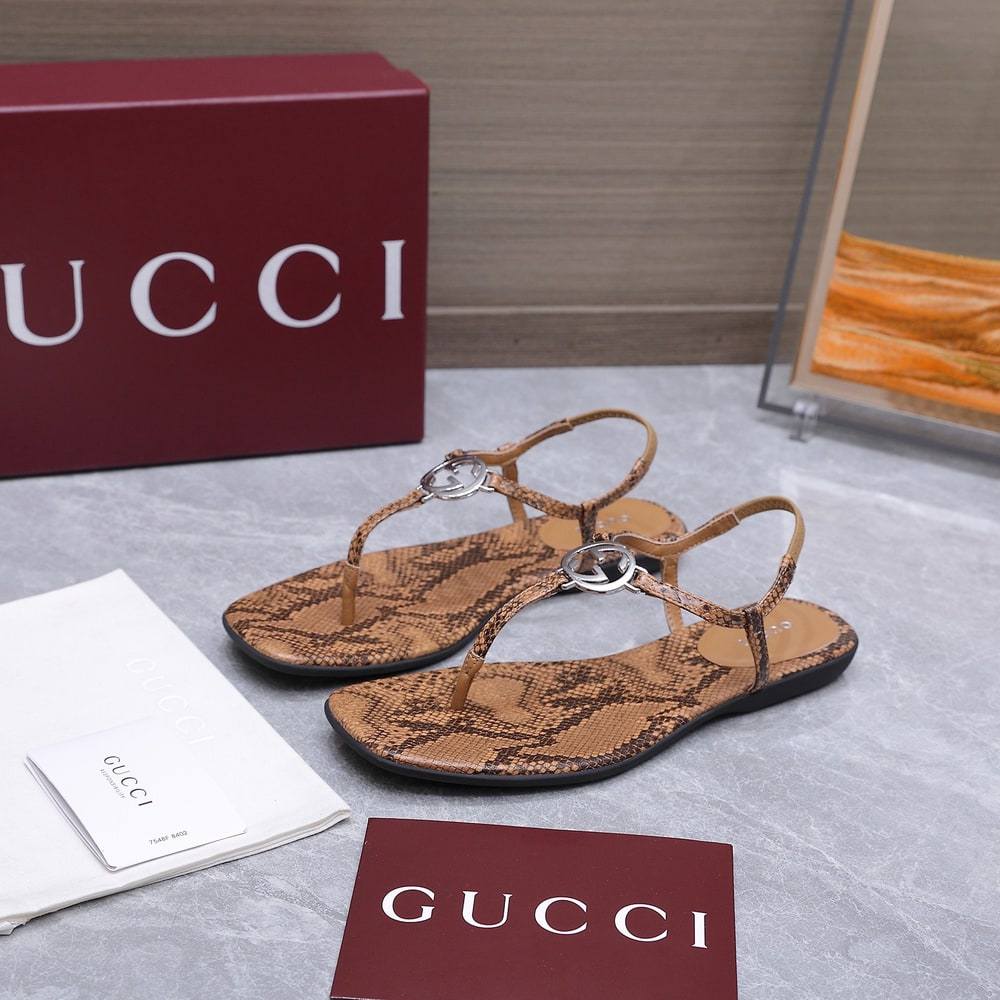 Gvc*1 Women’s python thong sandal with Interlocking G(EU SIZE 35-42)