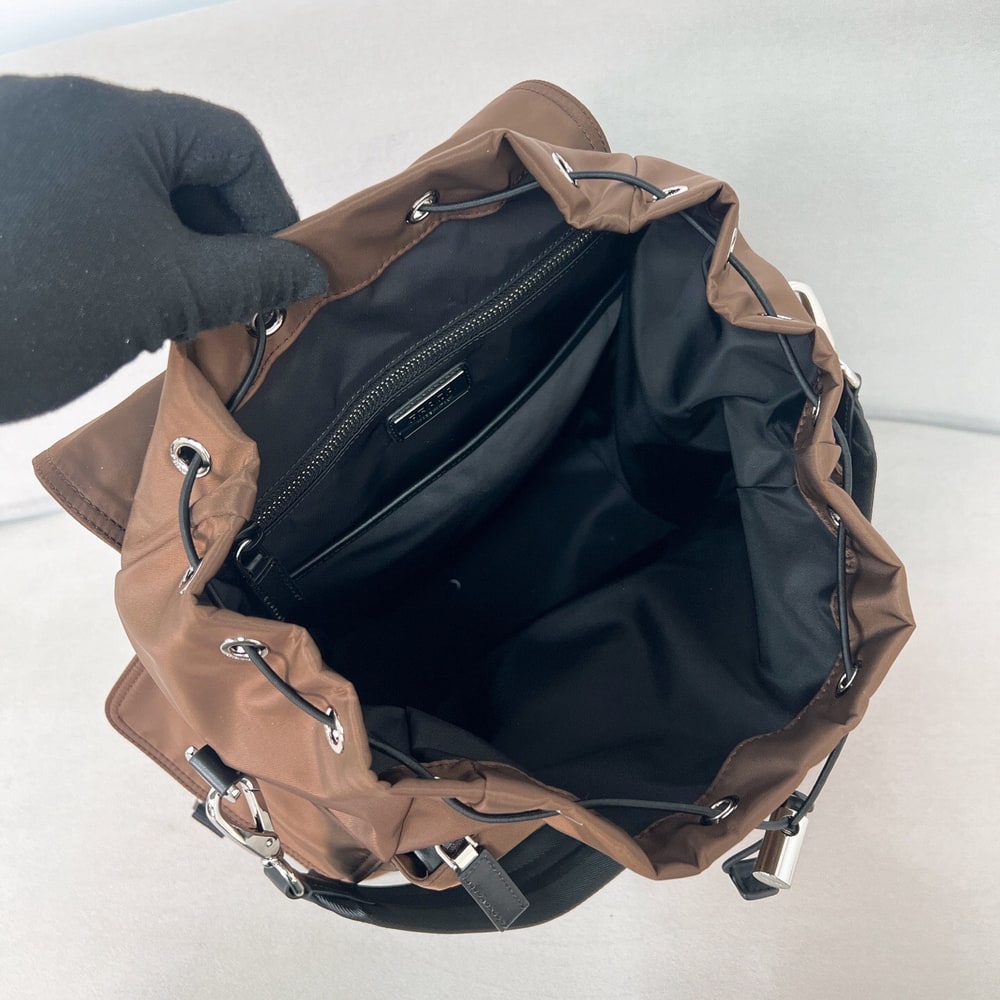 Pra*a Explore Re-Nylon and leather backpack(HIGH-END GRADE)